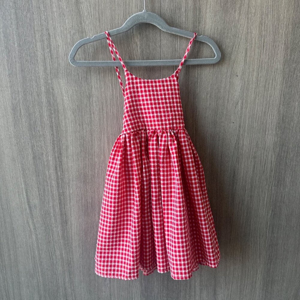 Oh Baby Red and White Gingham Dress with Bloomer- Size 4-5